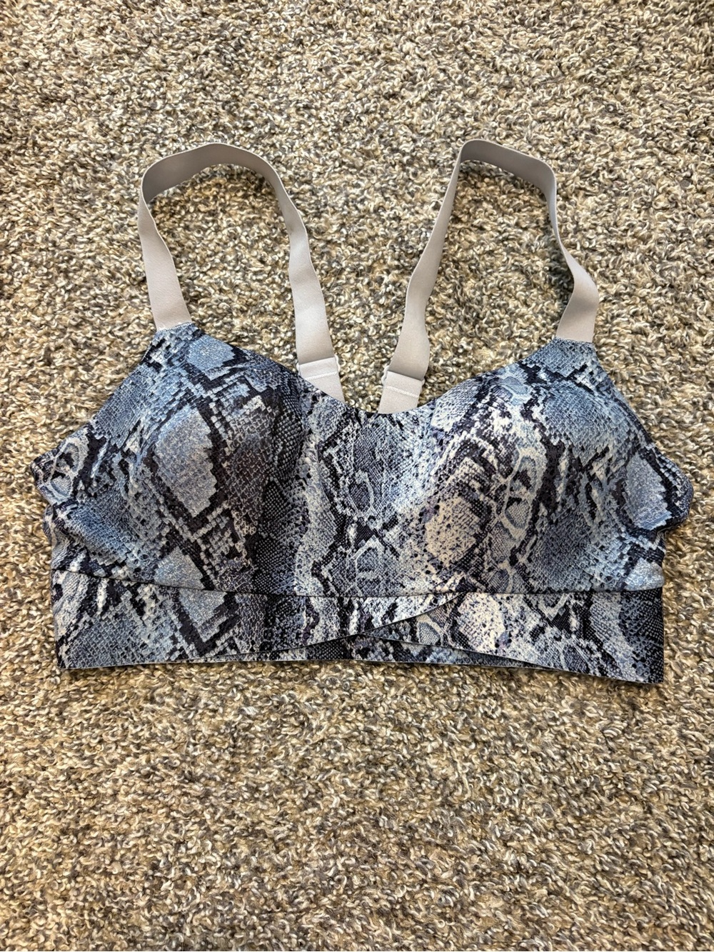 VS Snake Print Reptile Sports Bra in Gray and Blue